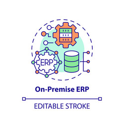 2d customizable on-premise erp line icon concept vector image
