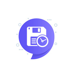 backup time icon with a floppy disk vector image
