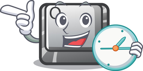 Cartoon Clock Keyboard with Q Button vector image