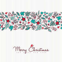 Christmas Holly & Leaf Pattern Vector Image