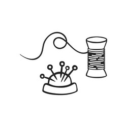 Scissors needle hairpin and spool of thread Vector Image