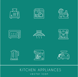 Kitchen appliances linear icon set Royalty Free Vector Image