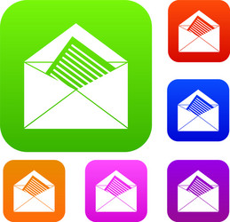 open envelope with sheet of paper set collection vector image