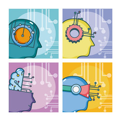 set of artificial intelligence vector image