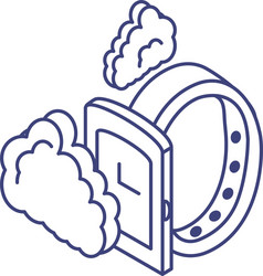 smartwatch device with clouds computing vector image
