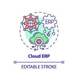 2d customizable cloud erp line icon concept vector image