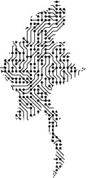 abstract schematic map of myanmar from the black vector image