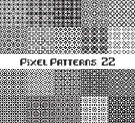 Abstract seamless pattern in pixel style set vector