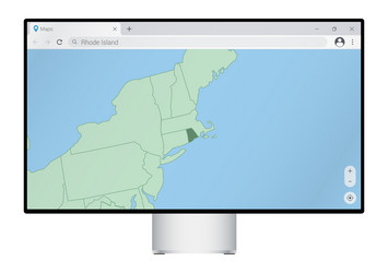 Computer Monitor with Rhode Island Map vector image