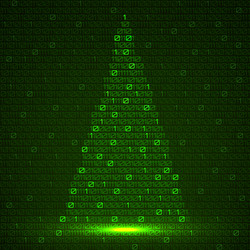 digital christmas tree with binary code vector image