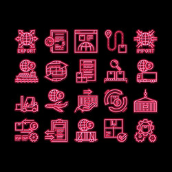 export import logistic neon glow icon vector image
