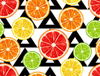 Seamless pattern with citrus fruits slices mix vector