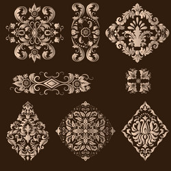 Set of damask ornamental elements vector