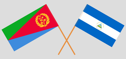 crossed flags of eritrea and nicaragua official vector image
