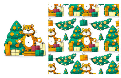 cute set of element and seamless pattern ideal vector image