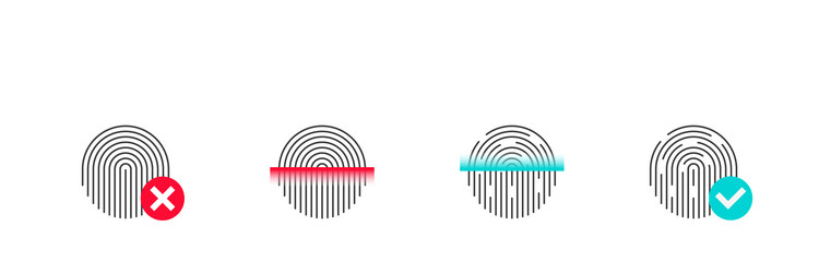 fingerprint scan set types vector image