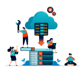 program of database cloud hosting and storage vector image