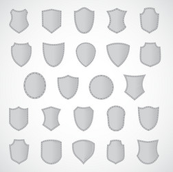 silver shield design set with various shapes vector image