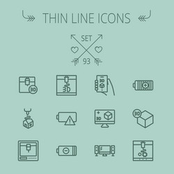 technology thin line icon set vector image