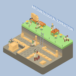 archeology isometric composition vector