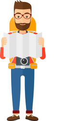 Backpacker with Map vector image