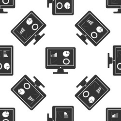 black computer monitor with graph chart icon vector image