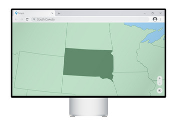 computer monitor with map of south dakota vector image