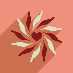 flat web icon with long shadow hands heart vector image