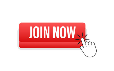 modern icon with red join now button on white vector image