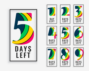 number of days left in colorful style vector image