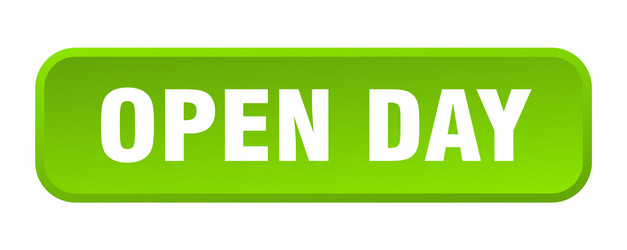 open day button square 3d push vector image