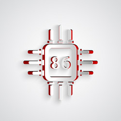 paper cut computer processor with microcircuits vector image