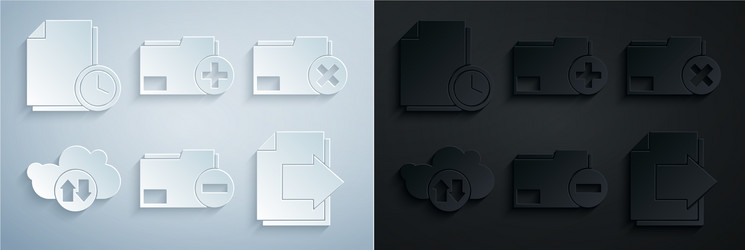 set document folder with minus delete cloud vector image