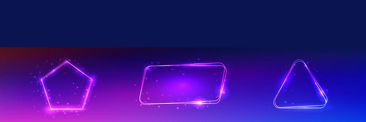 set of three neon double frames with shining vector image