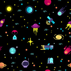 space pattern seamless galaxy objects on black vector image