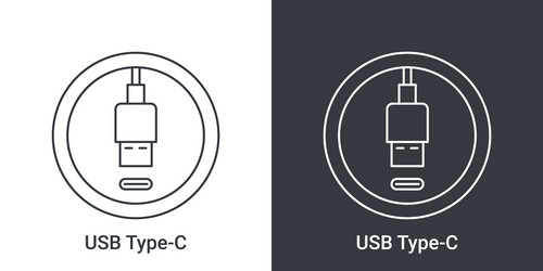 usb type c port icon socket plug in vector