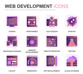 Web Development & App Icons - Gradient Set vector image