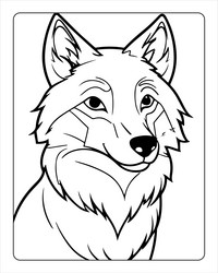 Wolf head coloring page for kids Royalty Free Vector Image