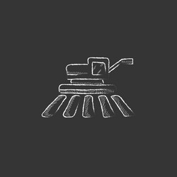 combine harvester drawn in chalk icon vector image