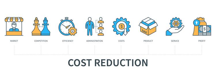 Cost reduction infographics in minimal flat line vector