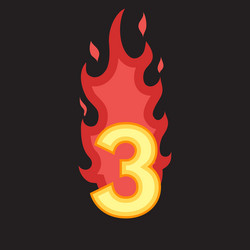 flaming number three vector image
