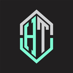 ht logo monogram with hexagon shape and outline vector image