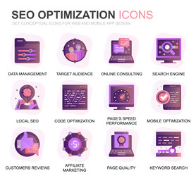 modern set seo and web optimization gradient flat vector image
