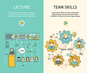 Set of business education web banners vector