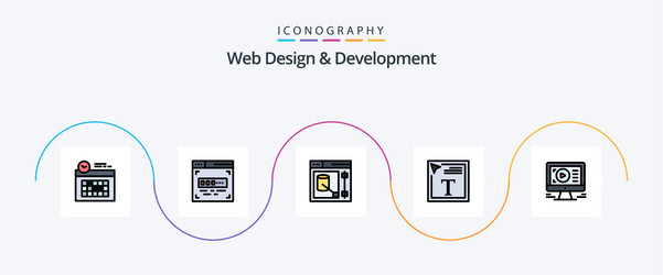 web design and development line filled flat 5 vector