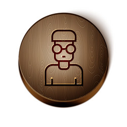 Brown line nerd geek icon isolated on white vector