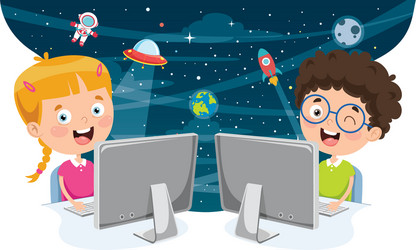 Children Using Computers vector image