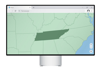 computer monitor with map of tennessee in browser vector