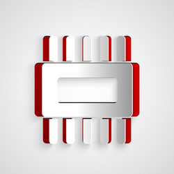 paper cut computer processor with microcircuits vector image