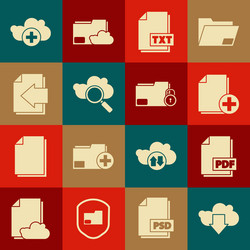 set cloud download pdf file document add new vector image